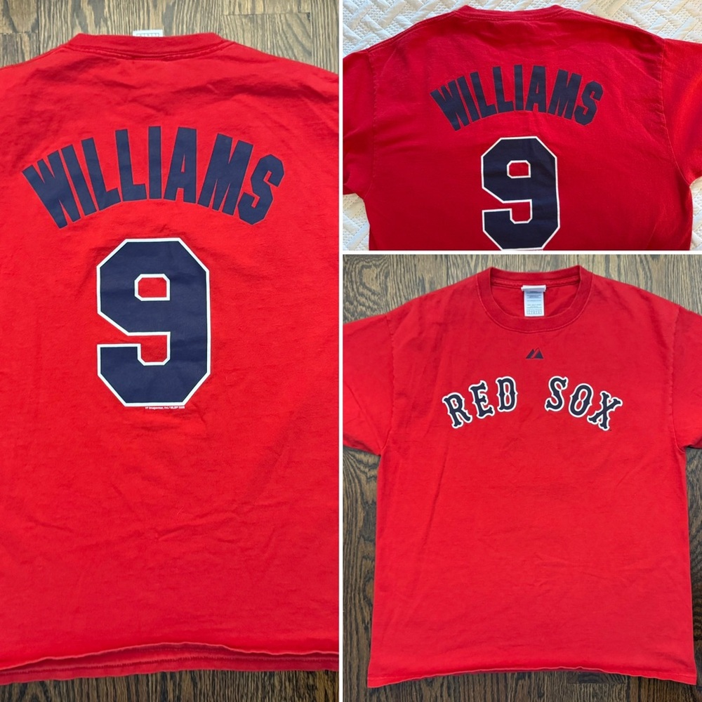 COPY - Majestic Y2K 2000s Ted Williams Red Boston Red Sox Jersey #9 Shirt Men L